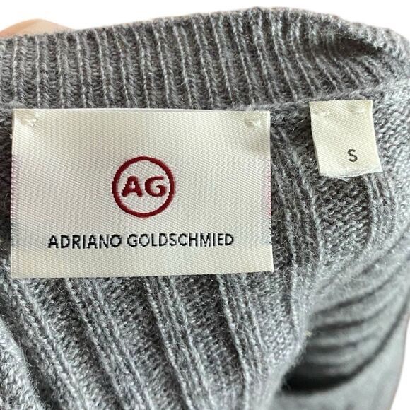 AG Sweater Womens Small Gray Merino Wool Cashmere Pullover Ribbed Top Knit NEW - Picture 3 of 9